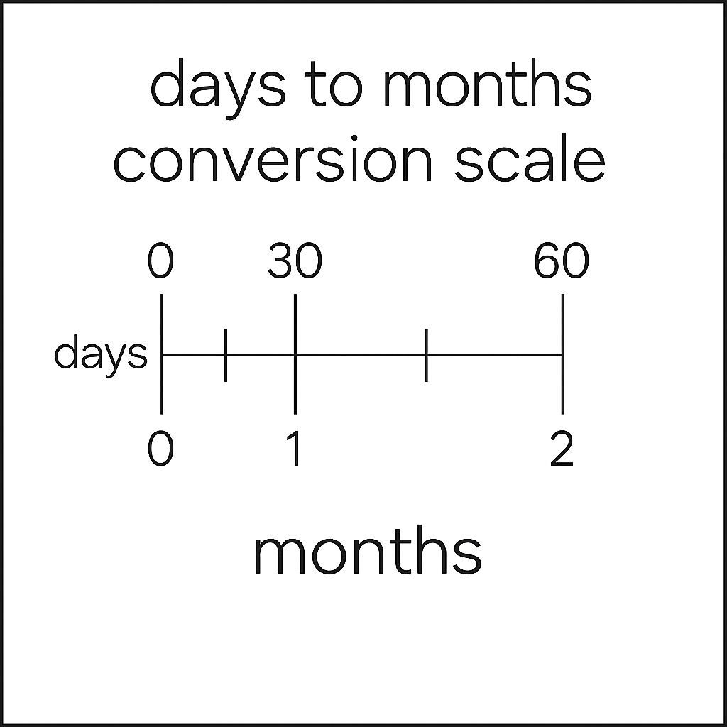 Conversion scale showing how 120 days to months converts to months
