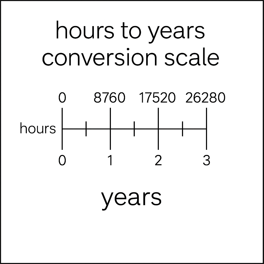 Hours to years conversion scale