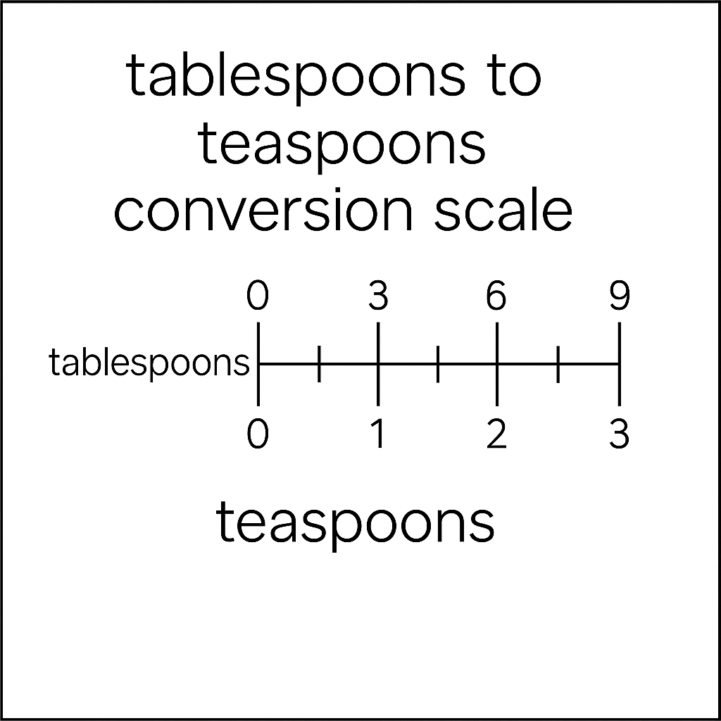 Conversion scale showing how tablespoons convert to teaspoons, such as 1 tbsp = 3 tsp