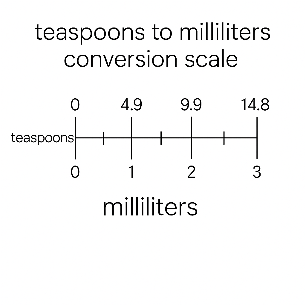Teaspoons to milliliters conversion scale