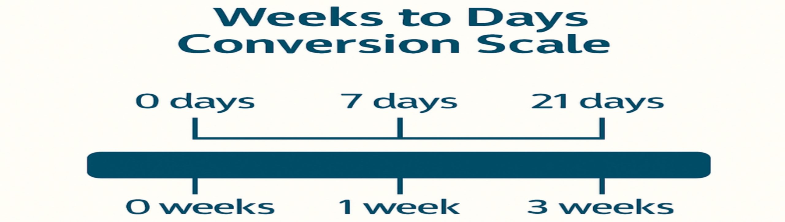 Weeks to days conversion chart illustrating how weeks multiply into days