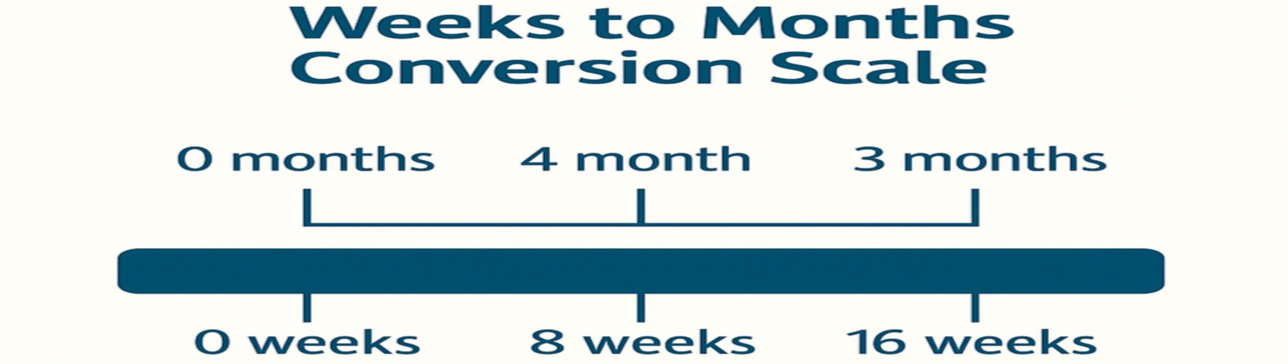 Weeks to months conversion scale showing how weekly durations translate into monthly time periods