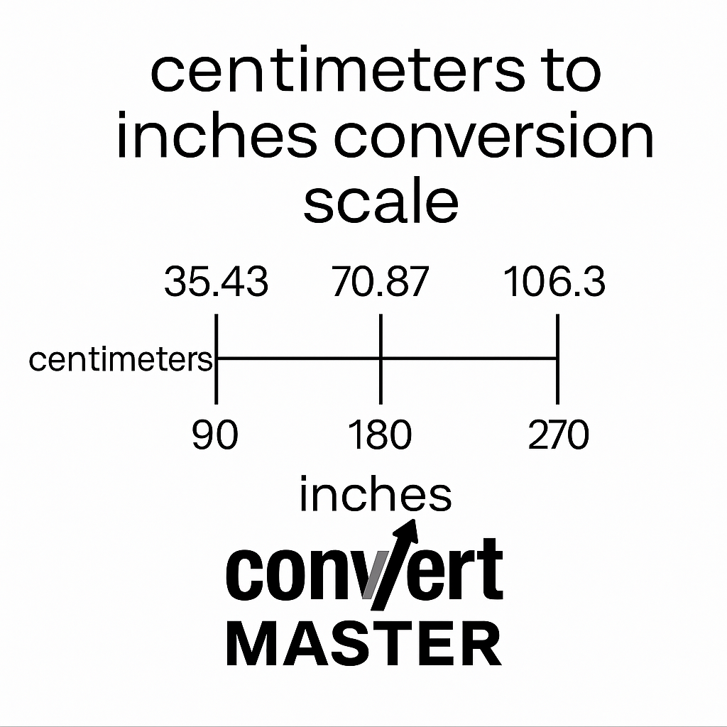 Conversion scale showing centimeters to inches, such as 1 cm = 0.3937 in