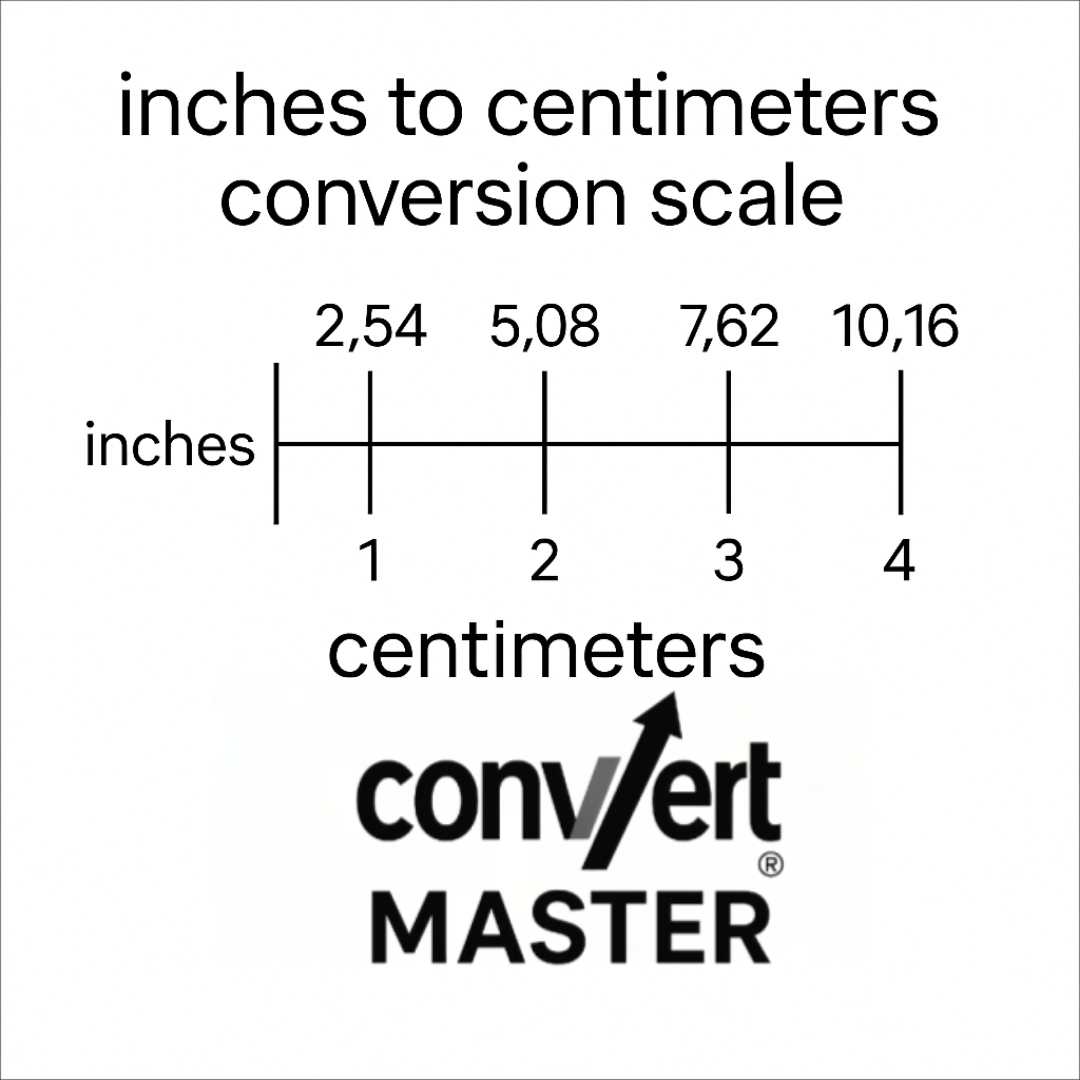 Inches to centimeters conversion scale