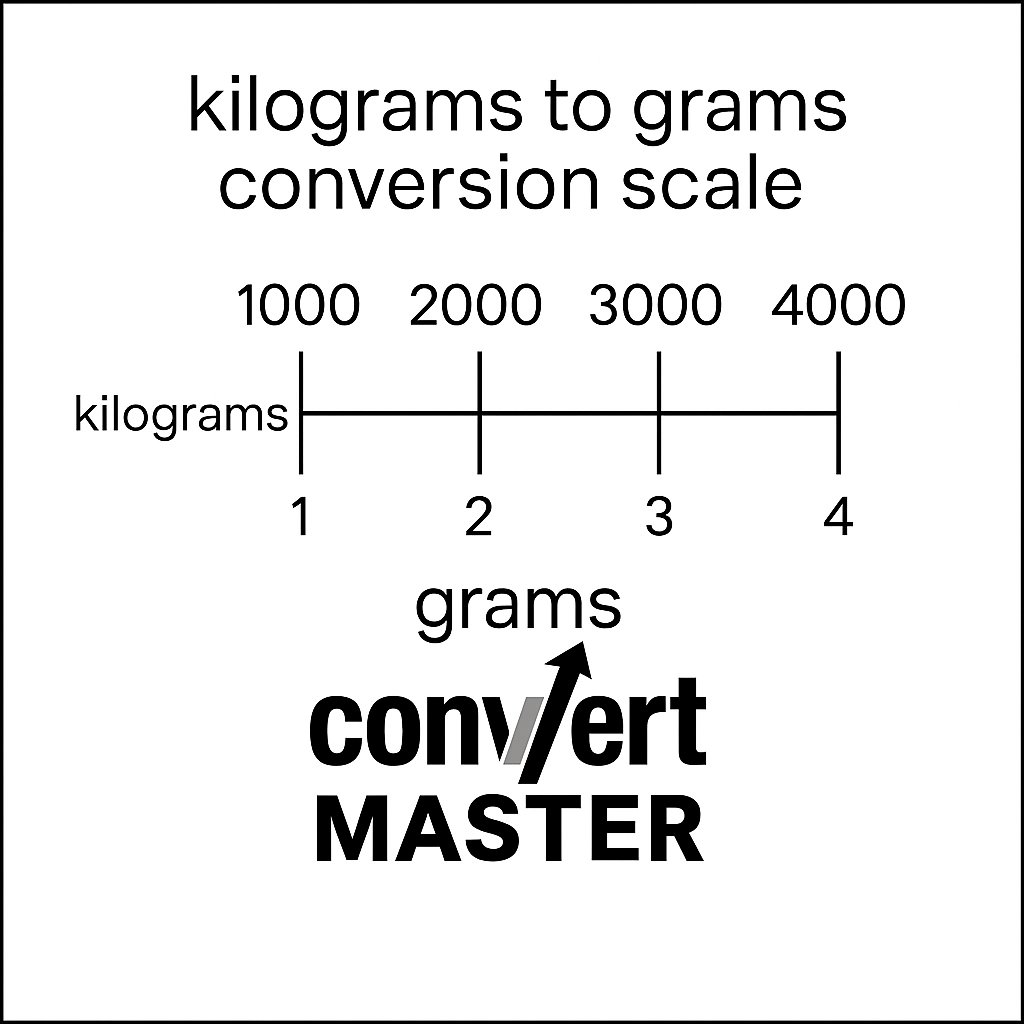 Conversion scale for kilograms to grams