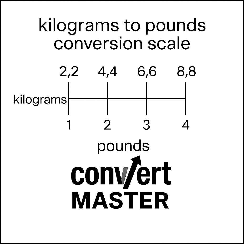 Conversion scale for kilograms to pounds