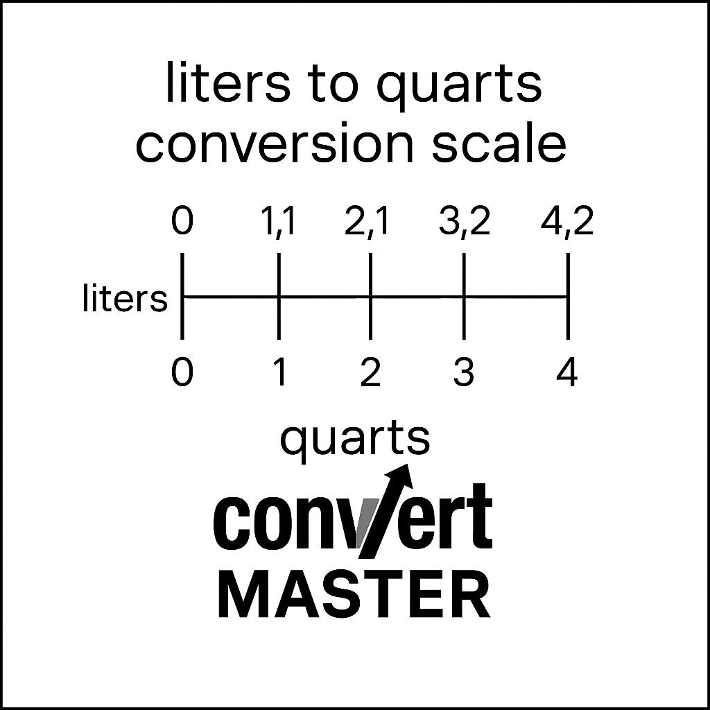 Liters to quarts scale for converting liquid volume globally